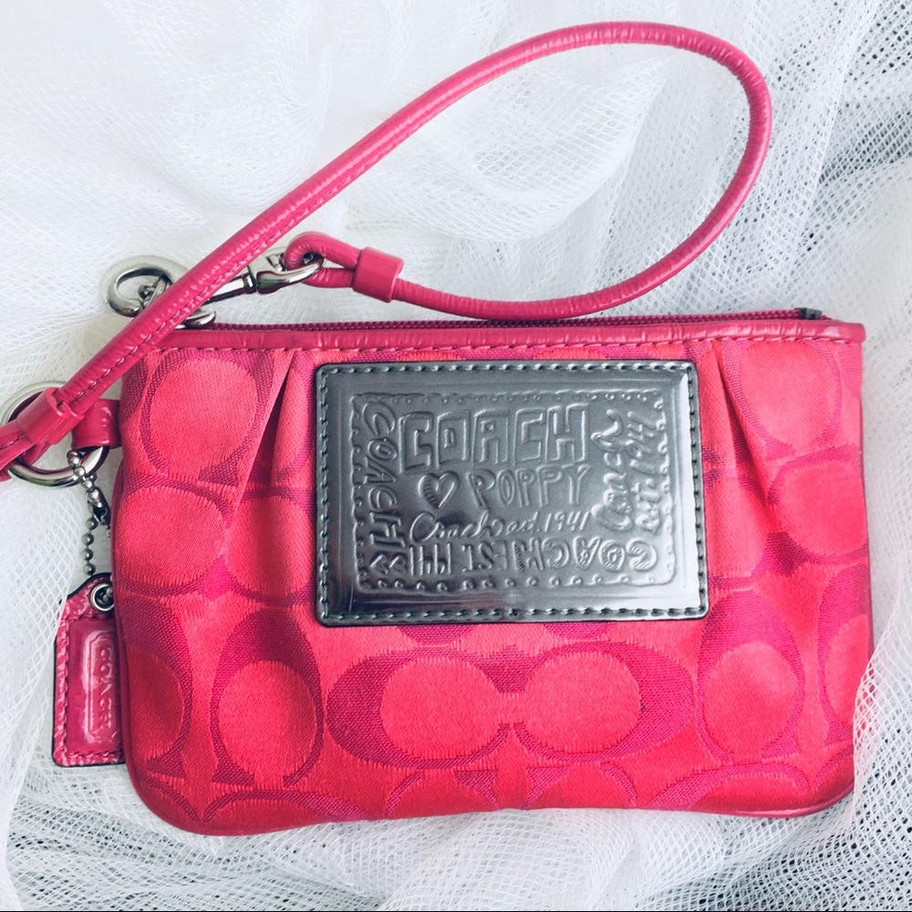 Coach Poppy Wristlet in Pink and Silver